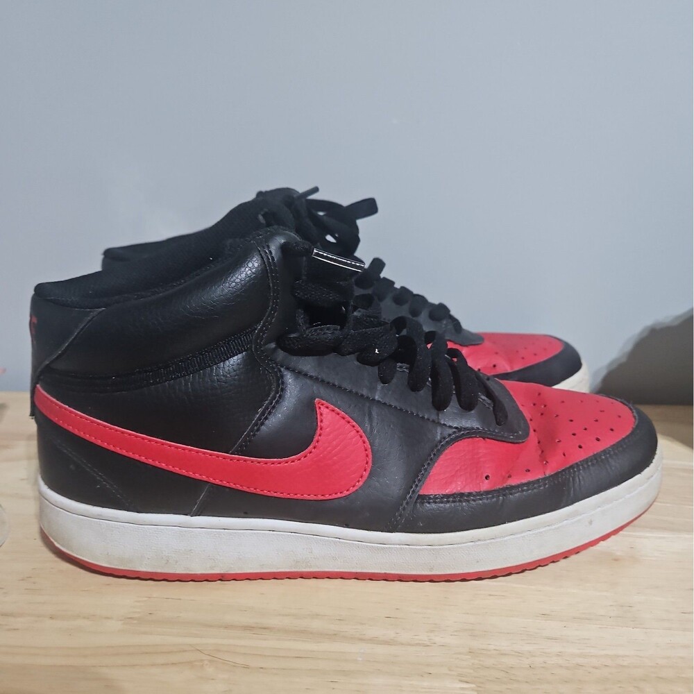 Nike Court Vision Mid Mens DM8682-001 Black University Red Shoes Size 10